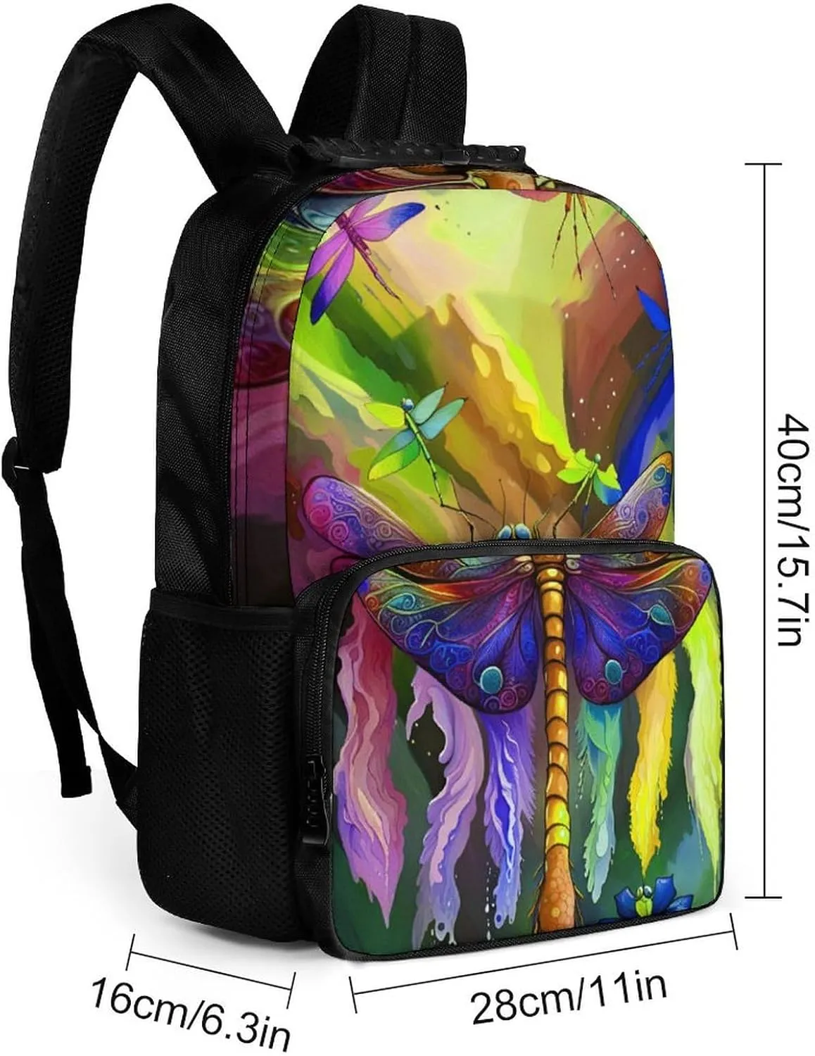 A Vibrant Dragonfly Colorful World Art Daypack Backpack Polyester Multipurpose Anti-Theft Shoulder Bag Big Capacity Gym Outdoor Hiking Backpack With Smooth Zippers