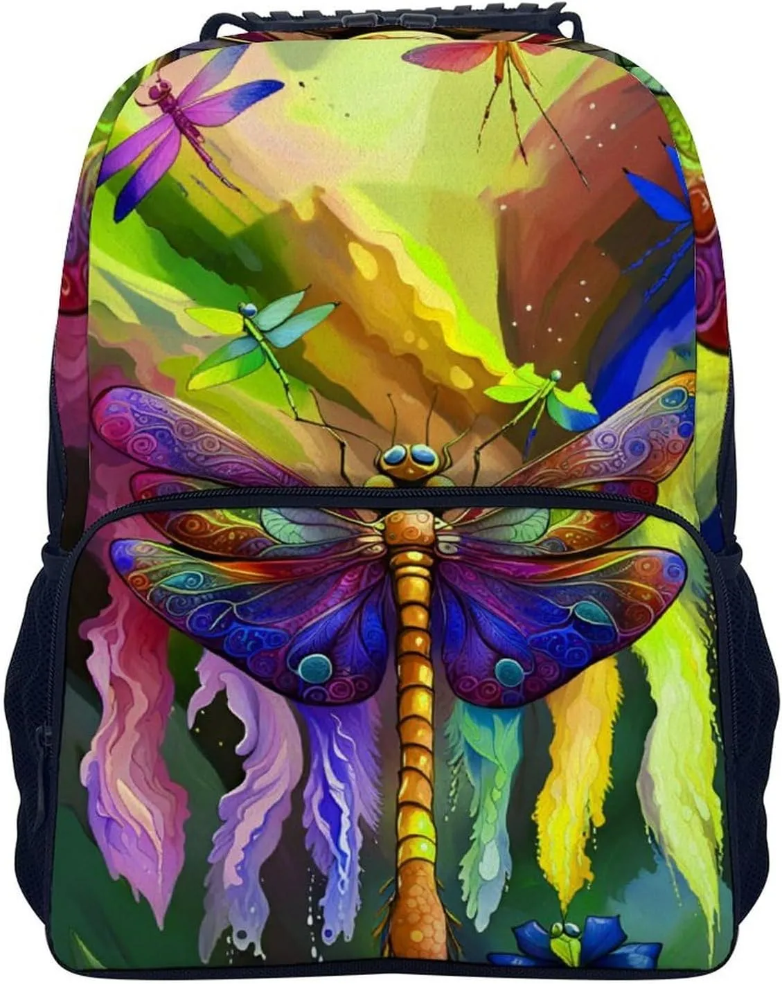 A Vibrant Dragonfly Colorful World Art Daypack Backpack Polyester Multipurpose Anti-Theft Shoulder Bag Big Capacity Gym Outdoor Hiking Backpack With Smooth Zippers