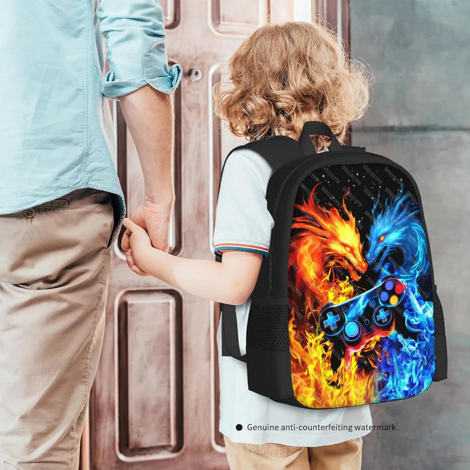 Abstract Gamepad Backpacks School Boys Backpack Ages 8-10 Video Games Gaming Backpack Water Resistant Bags Bookbag Travel Hiking Camping Daypack For Adults Teens Boys Girls