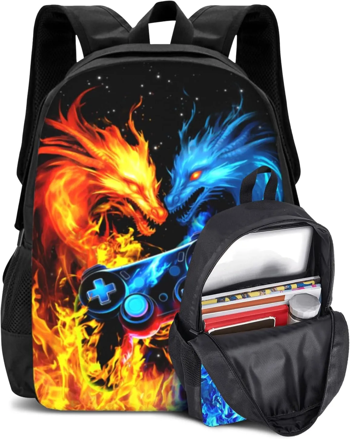 Abstract Gamepad Backpacks School Boys Backpack Ages 8-10 Video Games Gaming Backpack Water Resistant Bags Bookbag Travel Hiking Camping Daypack For Adults Teens Boys Girls