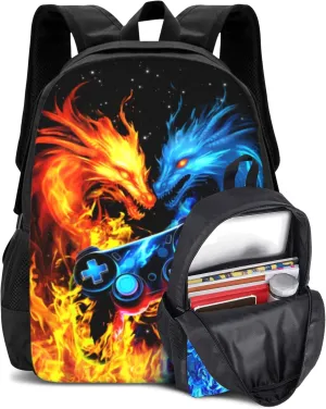 Abstract Gamepad Backpacks School Boys Backpack Ages 8-10 Video Games Gaming Backpack Water Resistant Bags Bookbag Travel Hiking Camping Daypack For Adults Teens Boys Girls
