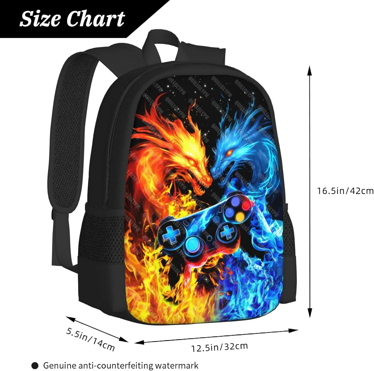 Abstract Gamepad Backpacks School Boys Backpack Ages 8-10 Video Games Gaming Backpack Water Resistant Bags Bookbag Travel Hiking Camping Daypack For Adults Teens Boys Girls