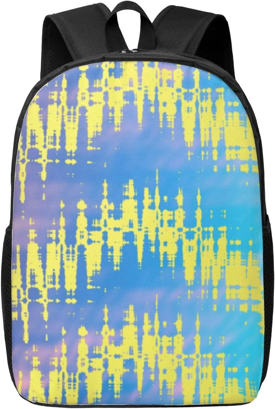 Abstract Yellow Blue Backpack, 17 Inch Travel Business Laptop Backpack For Women Men