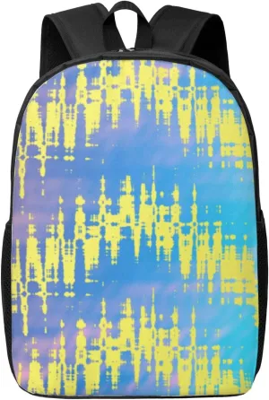 Abstract Yellow Blue Backpack, 17 Inch Travel Business Laptop Backpack For Women Men