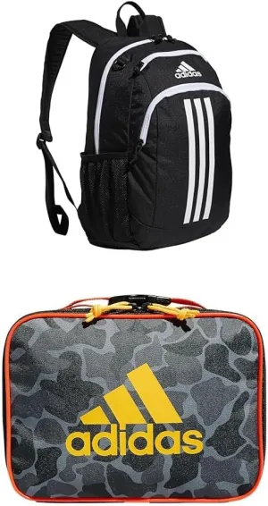 adidas Creator Backpack (21L)   Foundation Insulated Lunch Bag (6L), Black/White   Camo Grey/Solar, One Size
