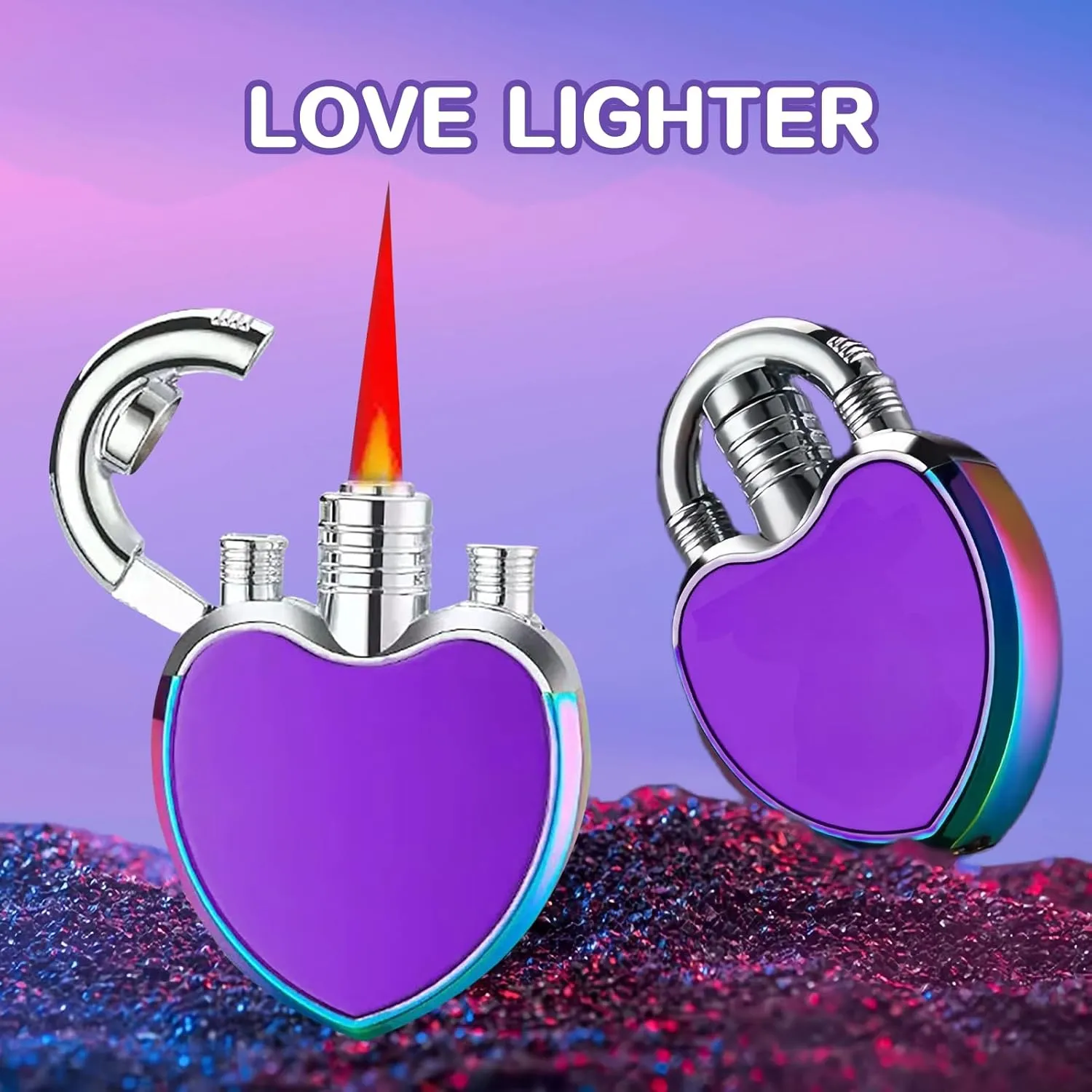 Adjustable Triple Jet Flame Torch Lighter，Windproof Cool Lighter，Unique Refillable Lighter for Women Men(Without Butane Gas) (13)
