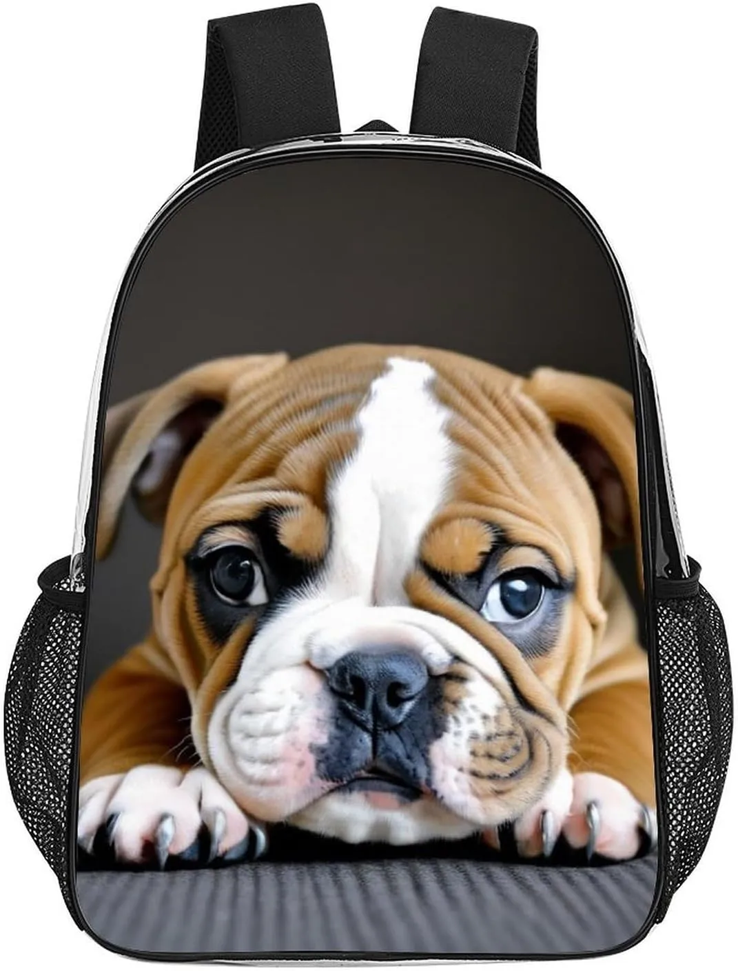 Adults Lightweight English Bulldog Puppy Dog Rucksacks Large Capacity Bookbag Transparent Bag for Trekking Outdoors Bicycle
