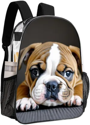 Adults Lightweight English Bulldog Puppy Dog Rucksacks Large Capacity Bookbag Transparent Bag for Trekking Outdoors Bicycle