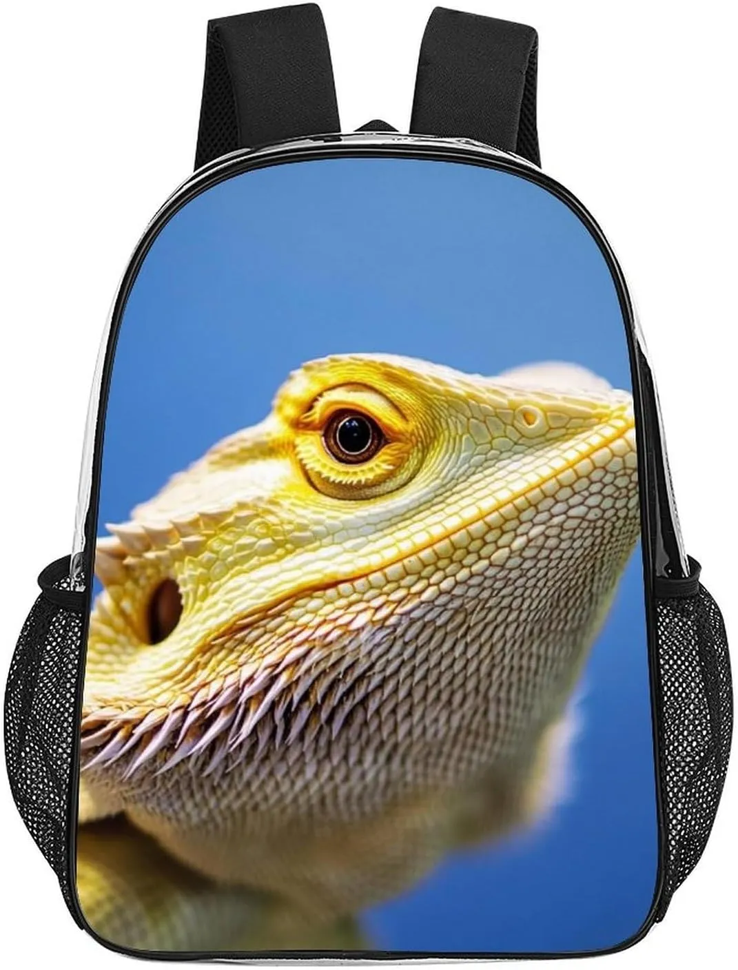 Adults Lightweight Funny Cool Bearded Dragon Lizards Animal Rucksacks Large Capacity Bookbag Transparent Bag for Trekking Outdoors Bicycle