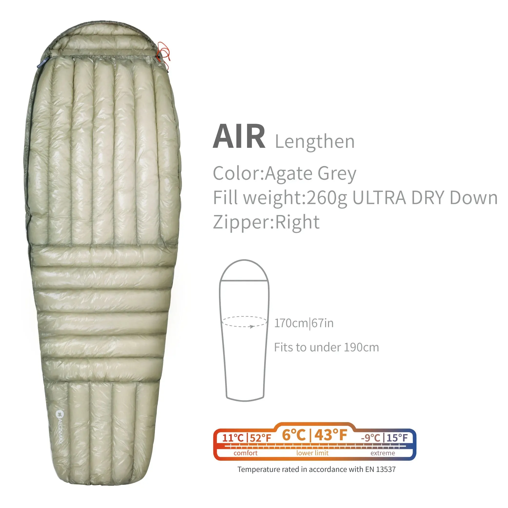 AEGISMAX AIR Series 10D 800FP Ultra Dry Down Ultralight Sleeping Bag for Couple