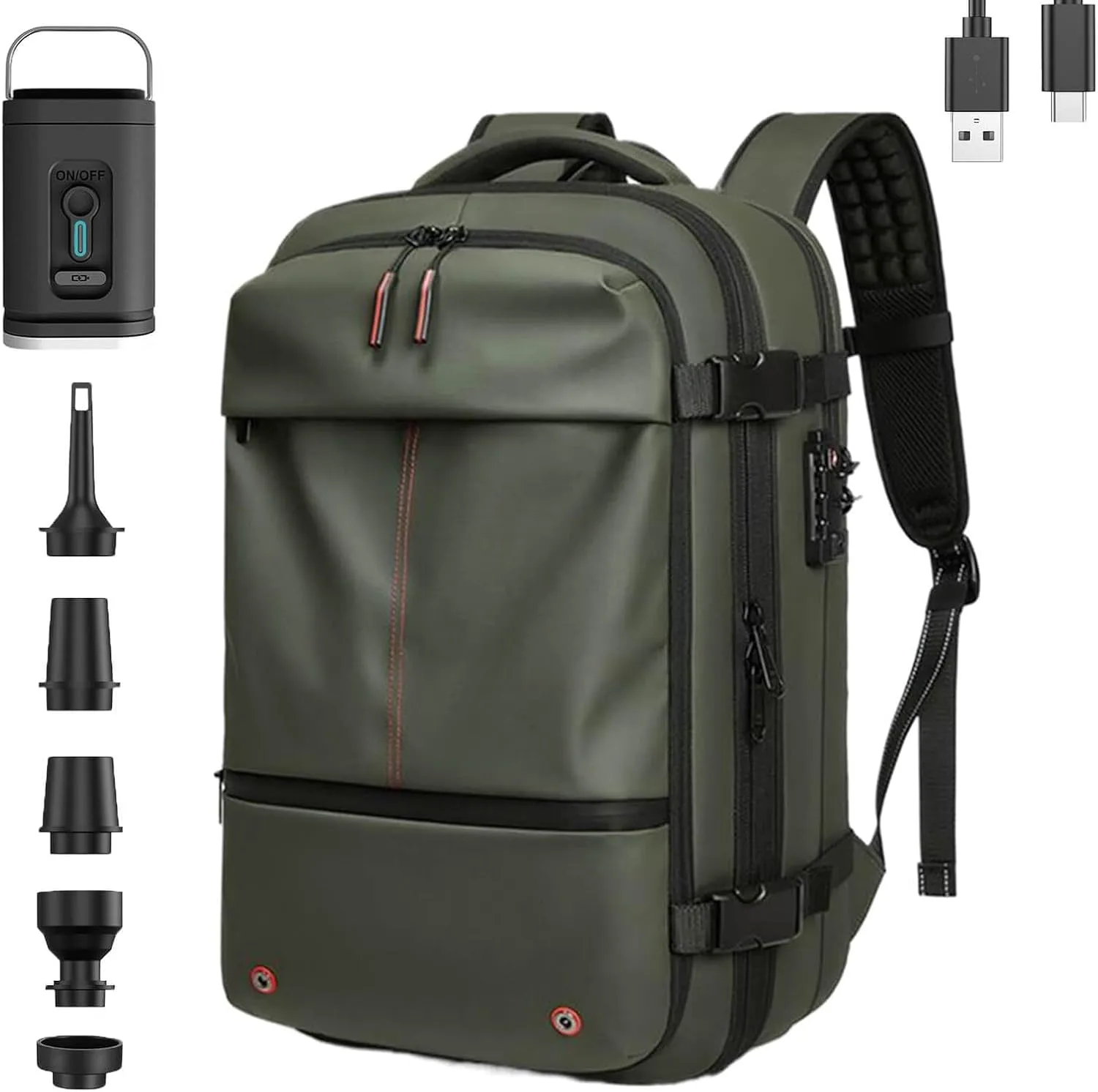 Aeropack Backpack, 60L Vacuum Compression Backpack Travel with Pump Waterproof, Air Vacuum Sealed Backpack Travel (Green)