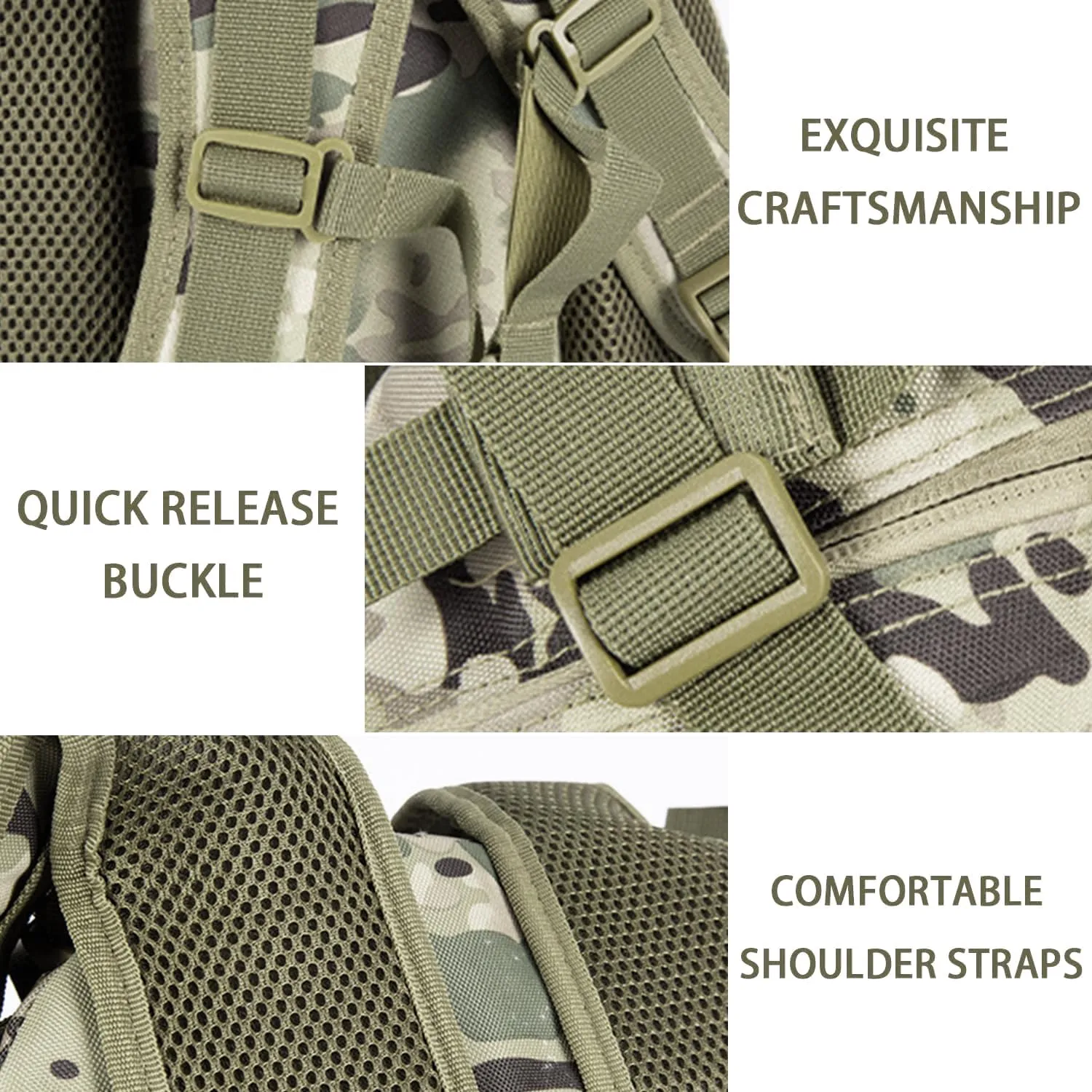 aiGear Tactical Backpack for Men, 25L Military Backpack, 3-Day Bug Out Bag for Camping Hiking Hunting with Molle System Army Daypack (25L Camo)