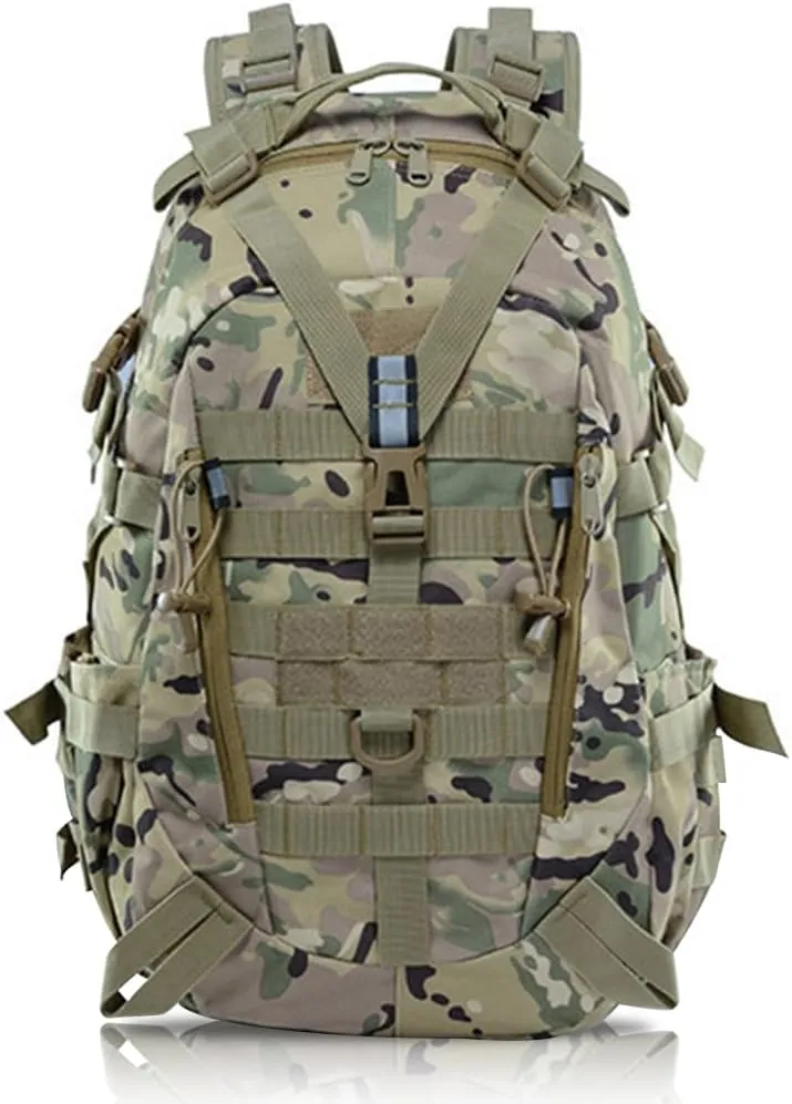 aiGear Tactical Backpack for Men, 25L Military Backpack, 3-Day Bug Out Bag for Camping Hiking Hunting with Molle System Army Daypack (25L Camo)