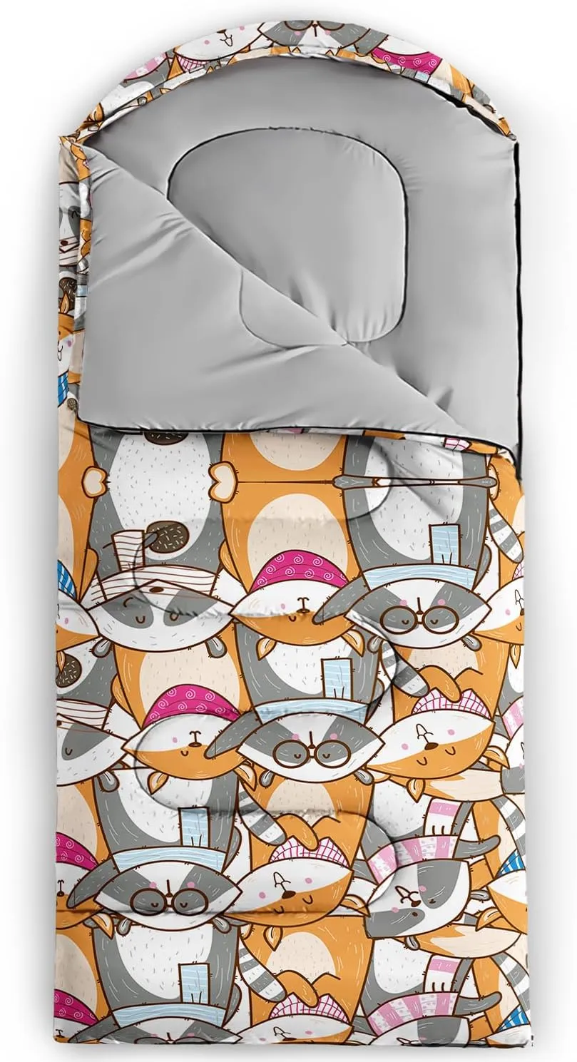 AILONEN Cartoon Camping Sleeping Bag for Boys Girls Adults,Lightweight & Waterproof,3 Season Warm & Cold Weather,Portable,Printed Sleeping Bag,Traveling,Camping,Hiking