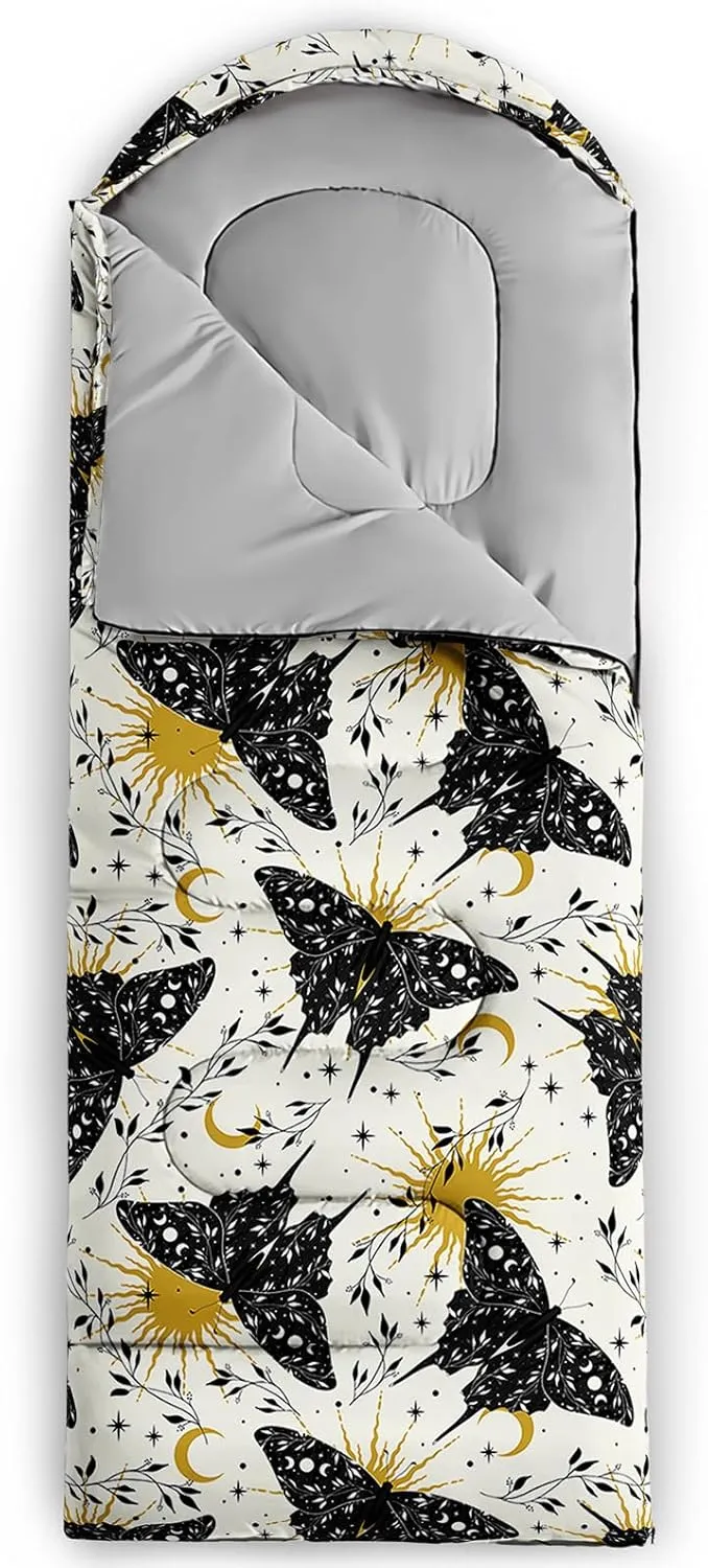 AILONEN Cartorn Plants Camping Sleeping Bags for Adults,3 Season Warm & Cool Weather,Lightweight,Waterproof Sleeping Bags,Camping Gear Equipment