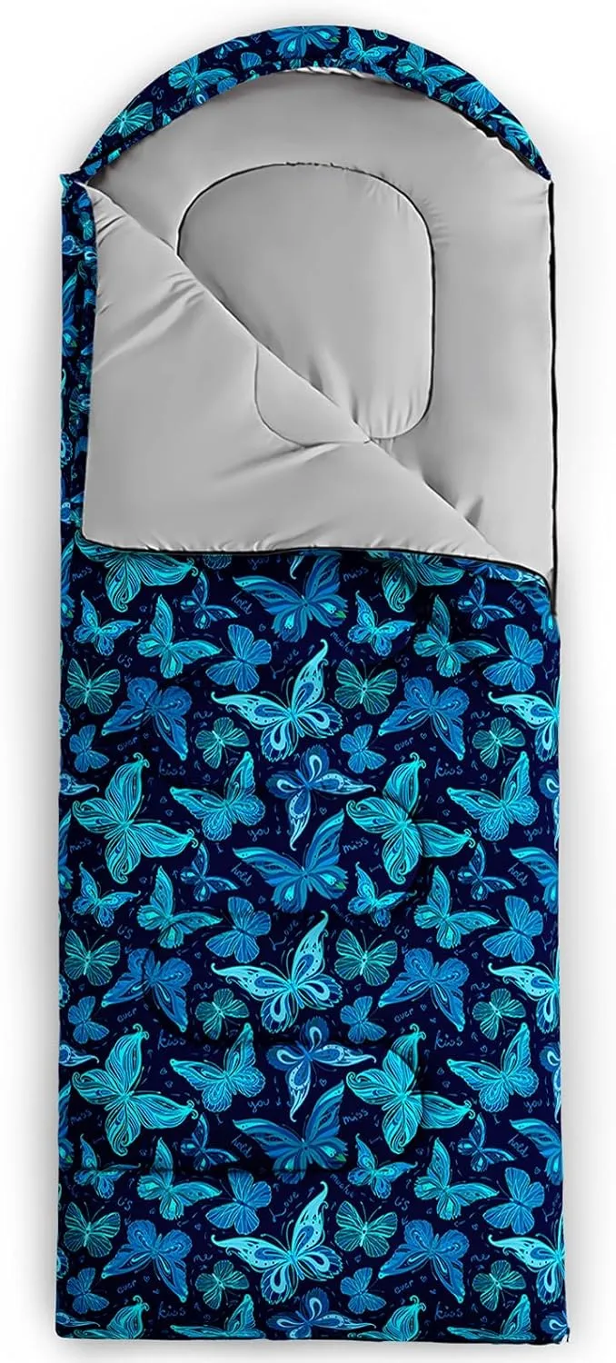 AILONEN Dolphin Camping Sleeping Bag for Boys Girls Adults,Lightweight & Waterproof,3 Season Warm & Cold Weather,Portable,Blue Dolphin Sea Animal Print Sleeping Bag,Traveling,Camping,Hiking