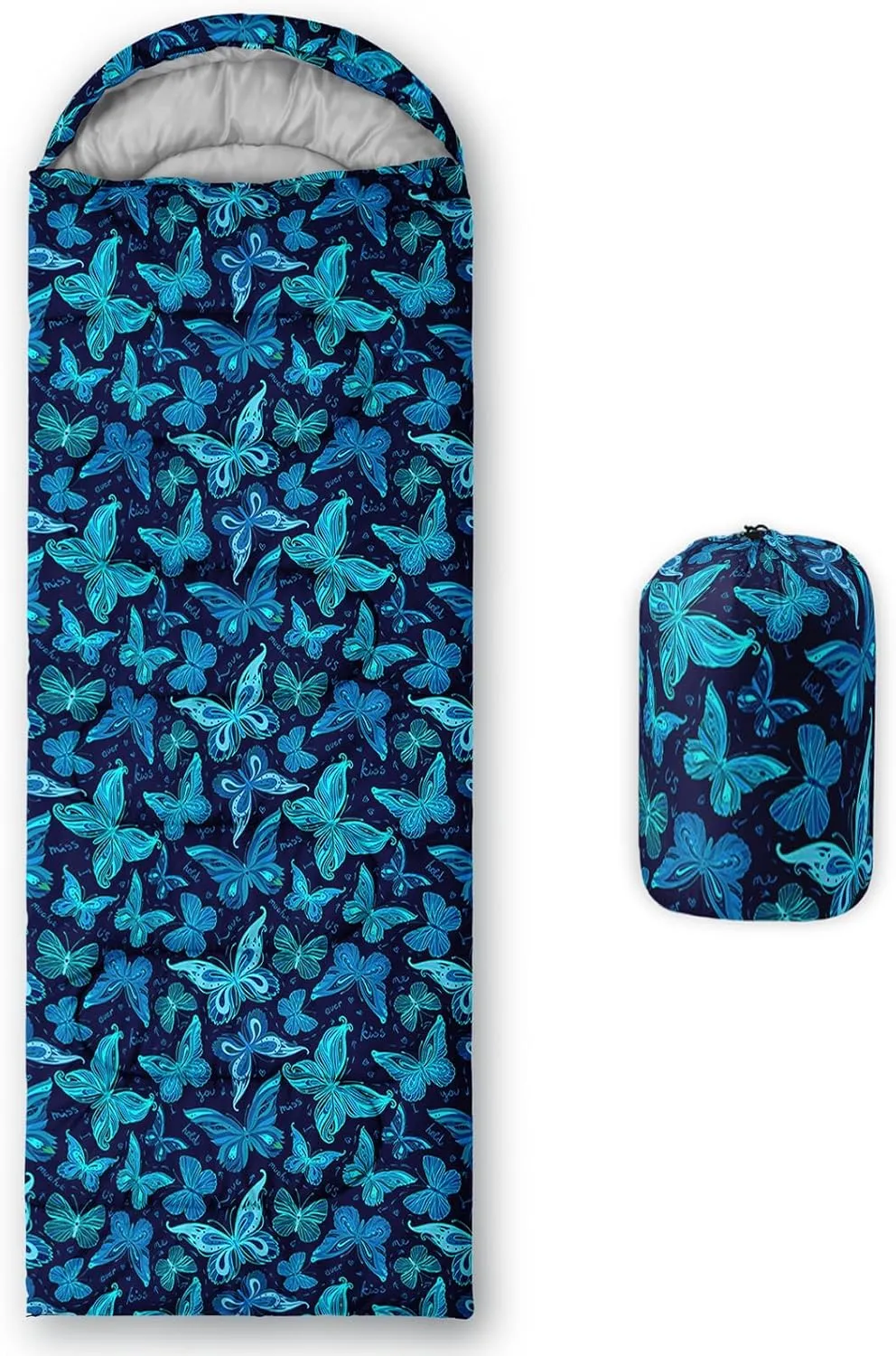 AILONEN Dolphin Camping Sleeping Bag for Boys Girls Adults,Lightweight & Waterproof,3 Season Warm & Cold Weather,Portable,Blue Dolphin Sea Animal Print Sleeping Bag,Traveling,Camping,Hiking