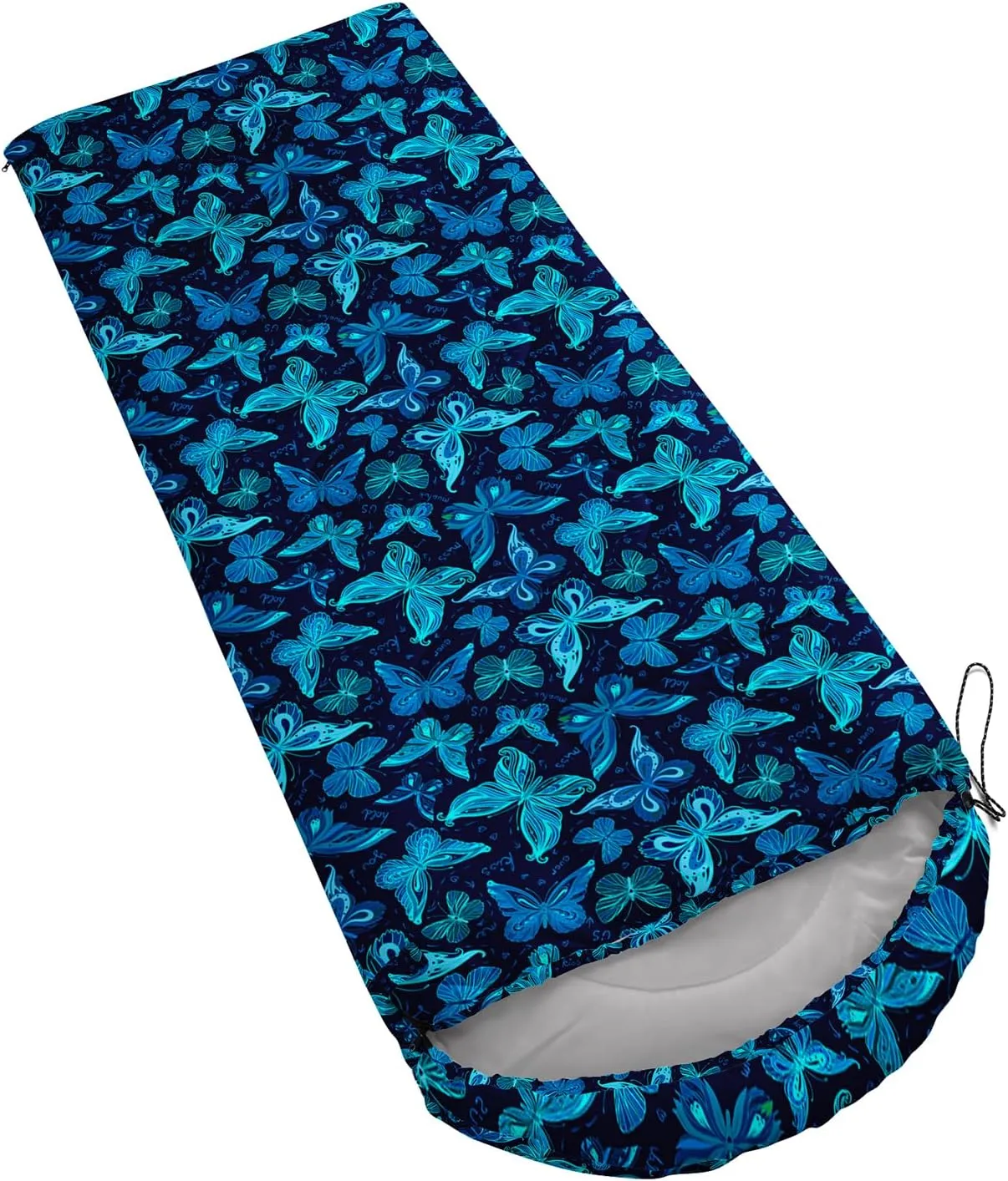 AILONEN Dolphin Camping Sleeping Bag for Boys Girls Adults,Lightweight & Waterproof,3 Season Warm & Cold Weather,Portable,Blue Dolphin Sea Animal Print Sleeping Bag,Traveling,Camping,Hiking