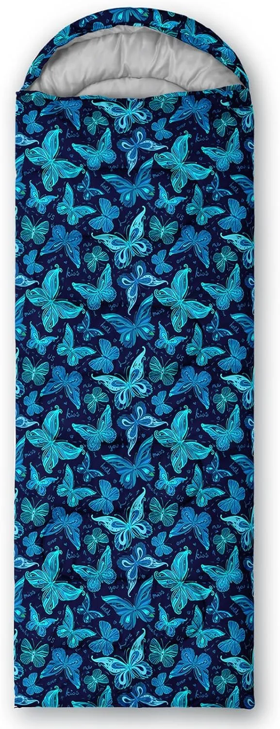 AILONEN Dolphin Camping Sleeping Bag for Boys Girls Adults,Lightweight & Waterproof,3 Season Warm & Cold Weather,Portable,Blue Dolphin Sea Animal Print Sleeping Bag,Traveling,Camping,Hiking