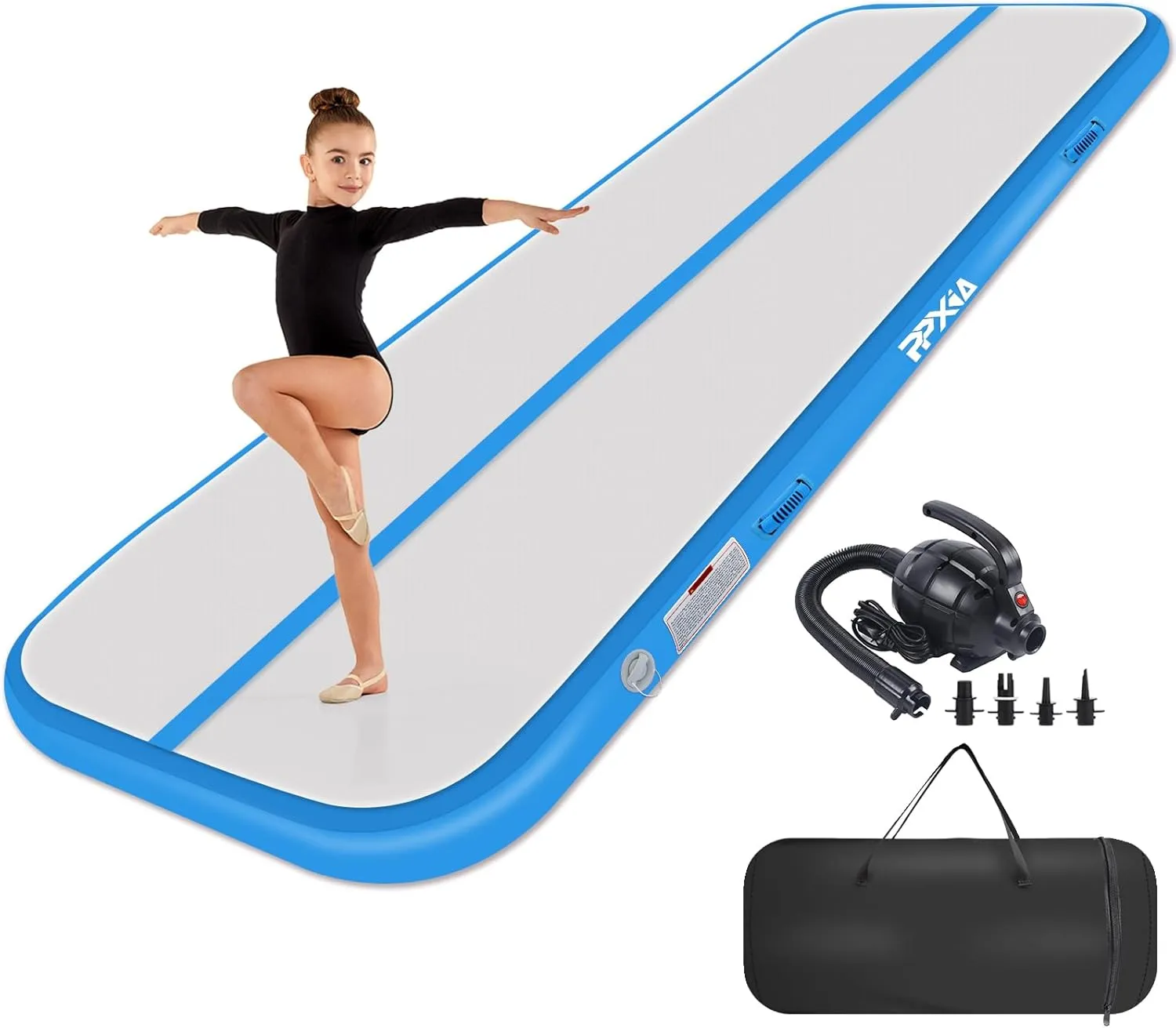 Air Tumble Track Mat 6.6ft 10ft 13ft 16ft 20ft Inflatable Gymnastics Tumbling Mat with Air Pump for Kids Adults, 4/8 inch Thick Gymnastic Mats for Home Use Gym Outdoor Cheerleading Training