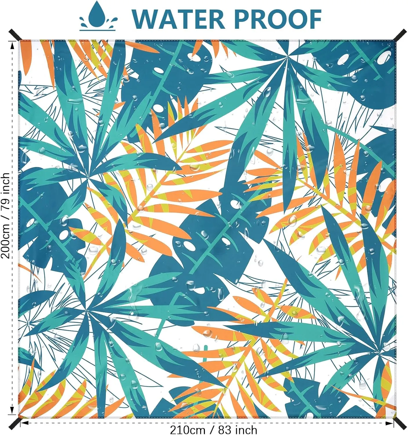 AISPARKY Beach Blanket Waterproof Sandproof Lightweight Durable Compact Sand Free Beach Mat for Beach Festival Travel Camping Hiking Picnic Blanket (W&GN&Y-Palm, 79"×83"(4 Person))