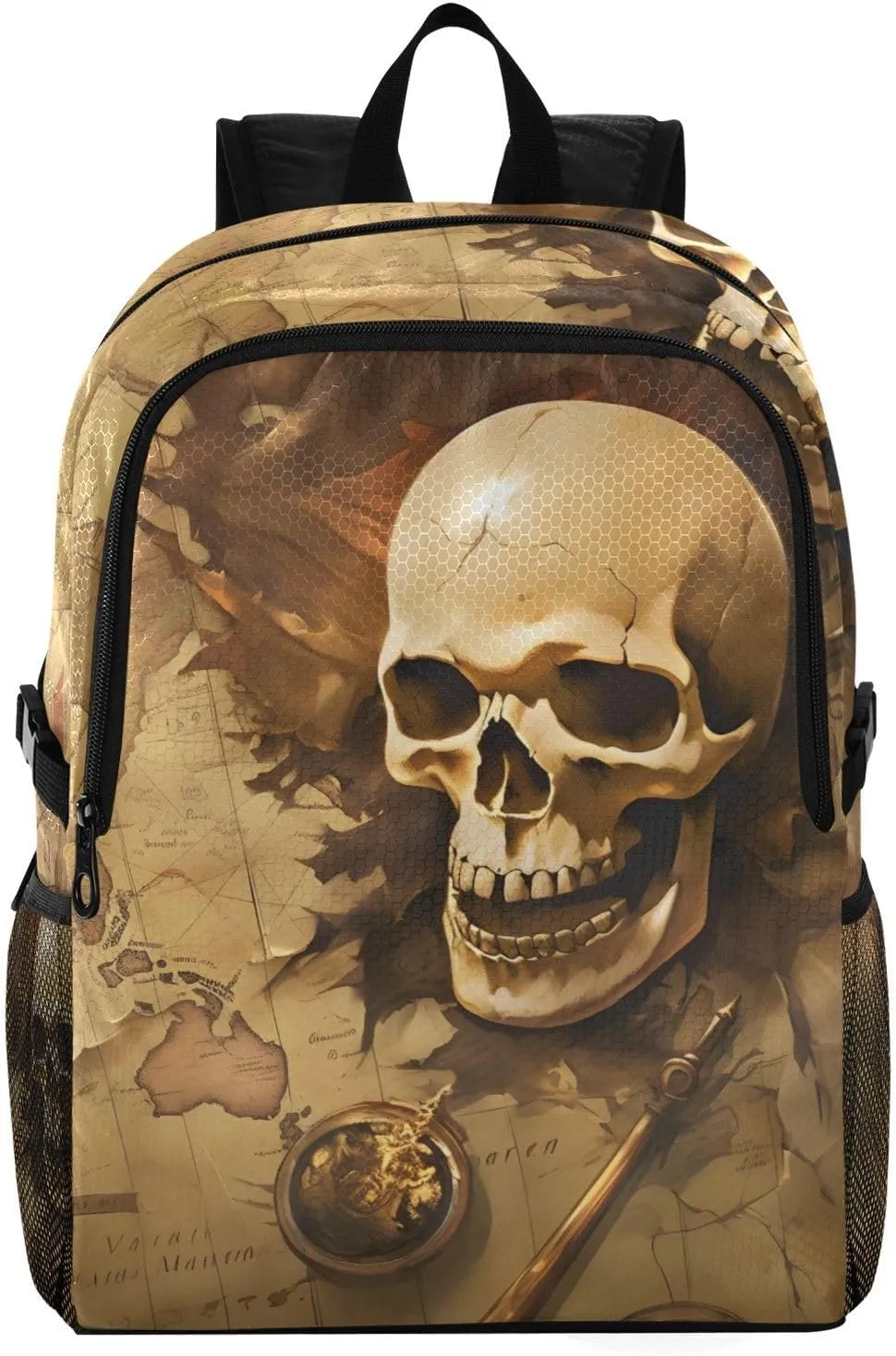 AIXIWAWA Travel Backpack Map and Skull Packable Lightweight Waterproof Portable Casual Daypack Foldable for Hiking Camping Weight Capacity 22 LB