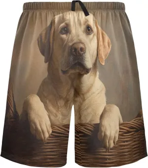 ALAZA Labrador on Basket Men's Pajama Shorts with Pockets
