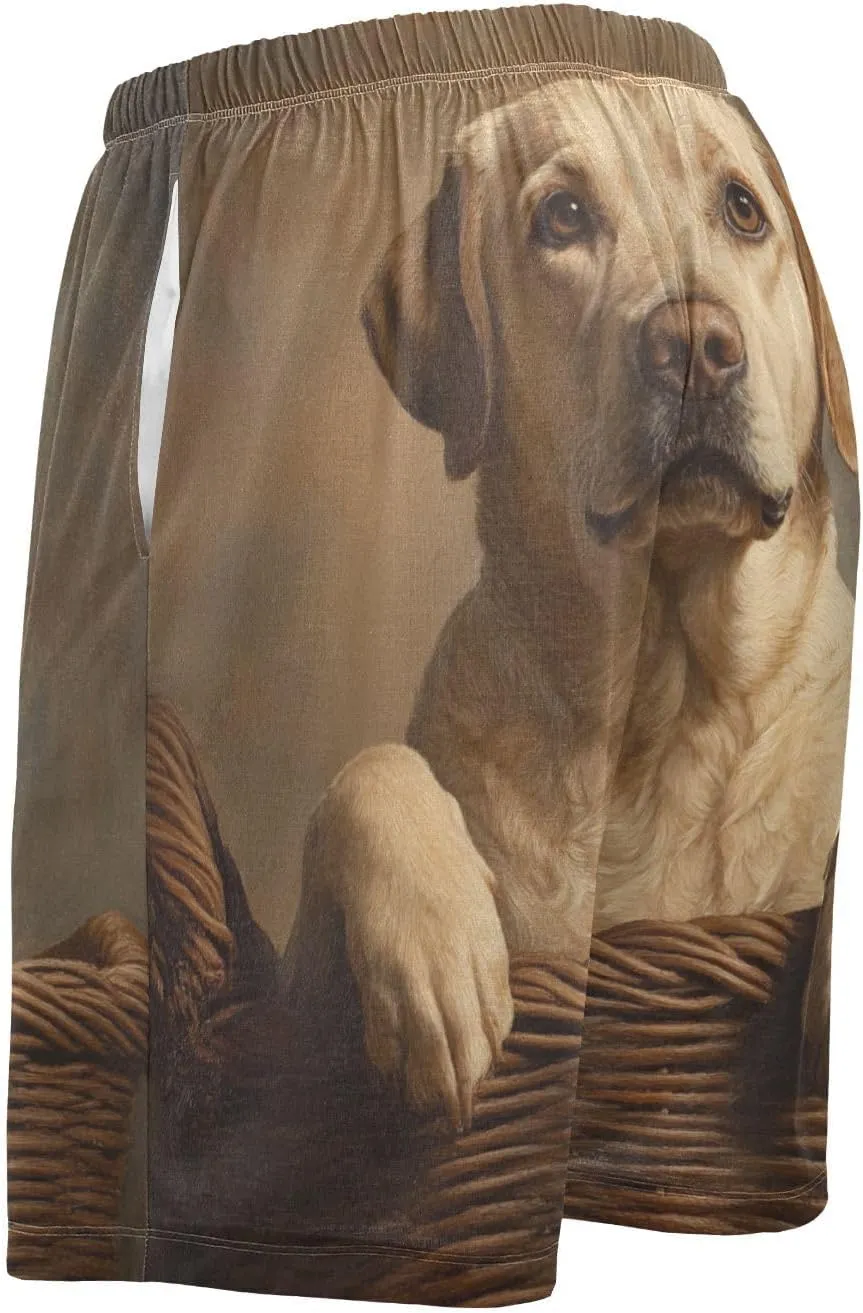 ALAZA Labrador on Basket Men's Pajama Shorts with Pockets