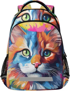 ALAZA Neon Cat Funny Backpack Girls Kids Backpacks Boys School Bookbag 3rd 4th 5th Grade Casual Daypack Laptop Shoulder Bag