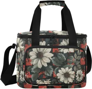 ALAZA Retro Daisy Flowers Cooler Bag Insulated Lunch Bag for Women Men Travel Picnic Work College Hiking Camping Office Beach
