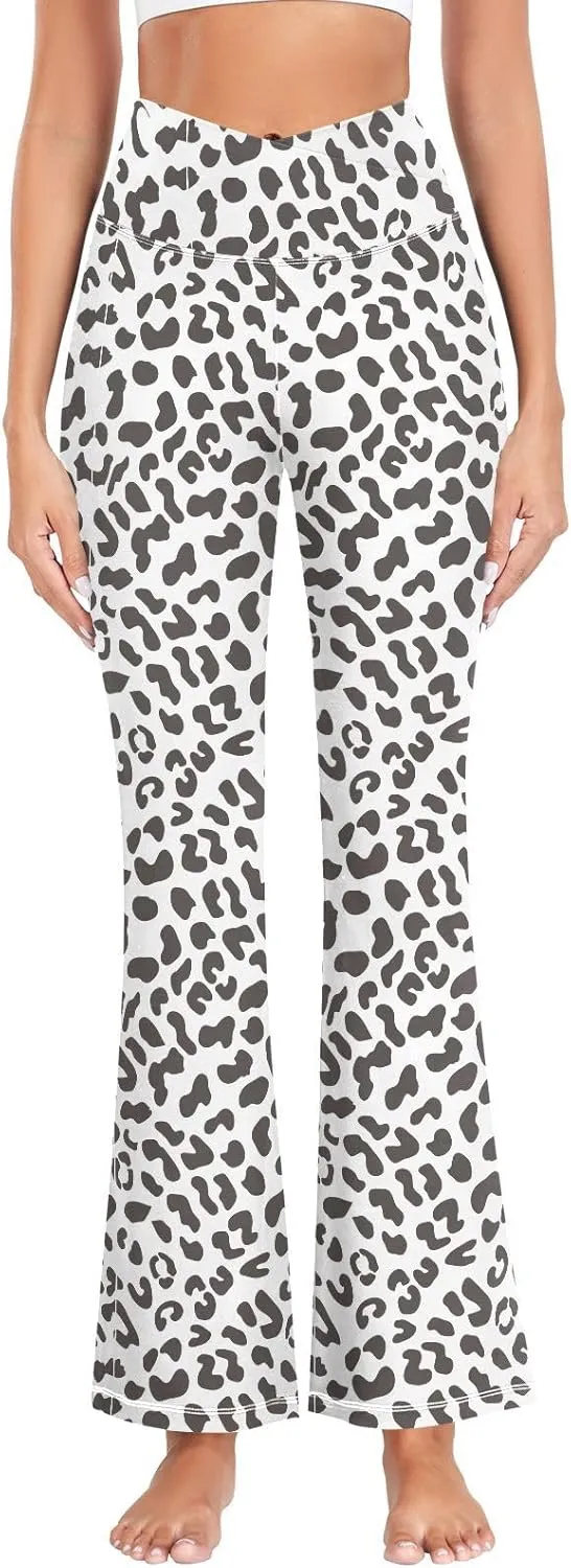 ALAZA Women's Leopard Skin Flare Yoga Pants