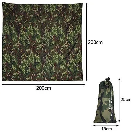 Alomejor Waterproof Camping Ultralight Tent Tarp Multifunctional Camouflage Footprint Ground Sheet Mat for Ourdoor Picnic Blanket