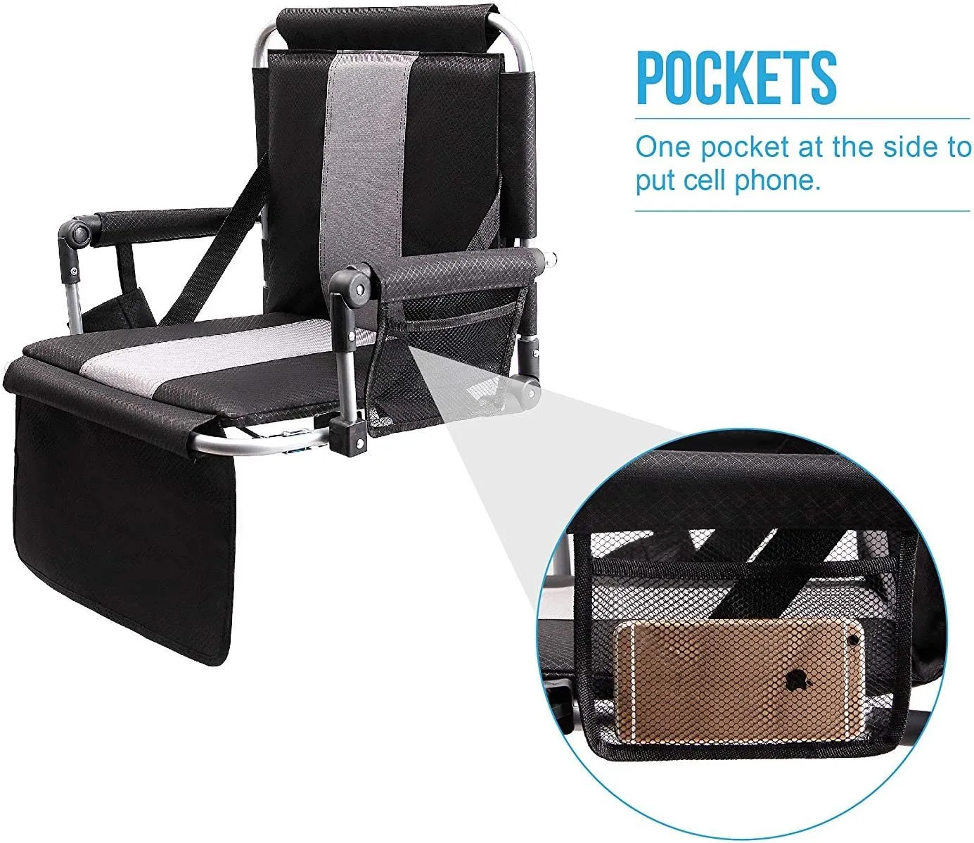 ALPHA CAMP Stadium Seat Chair for Bleachers with Back & Arm Rest