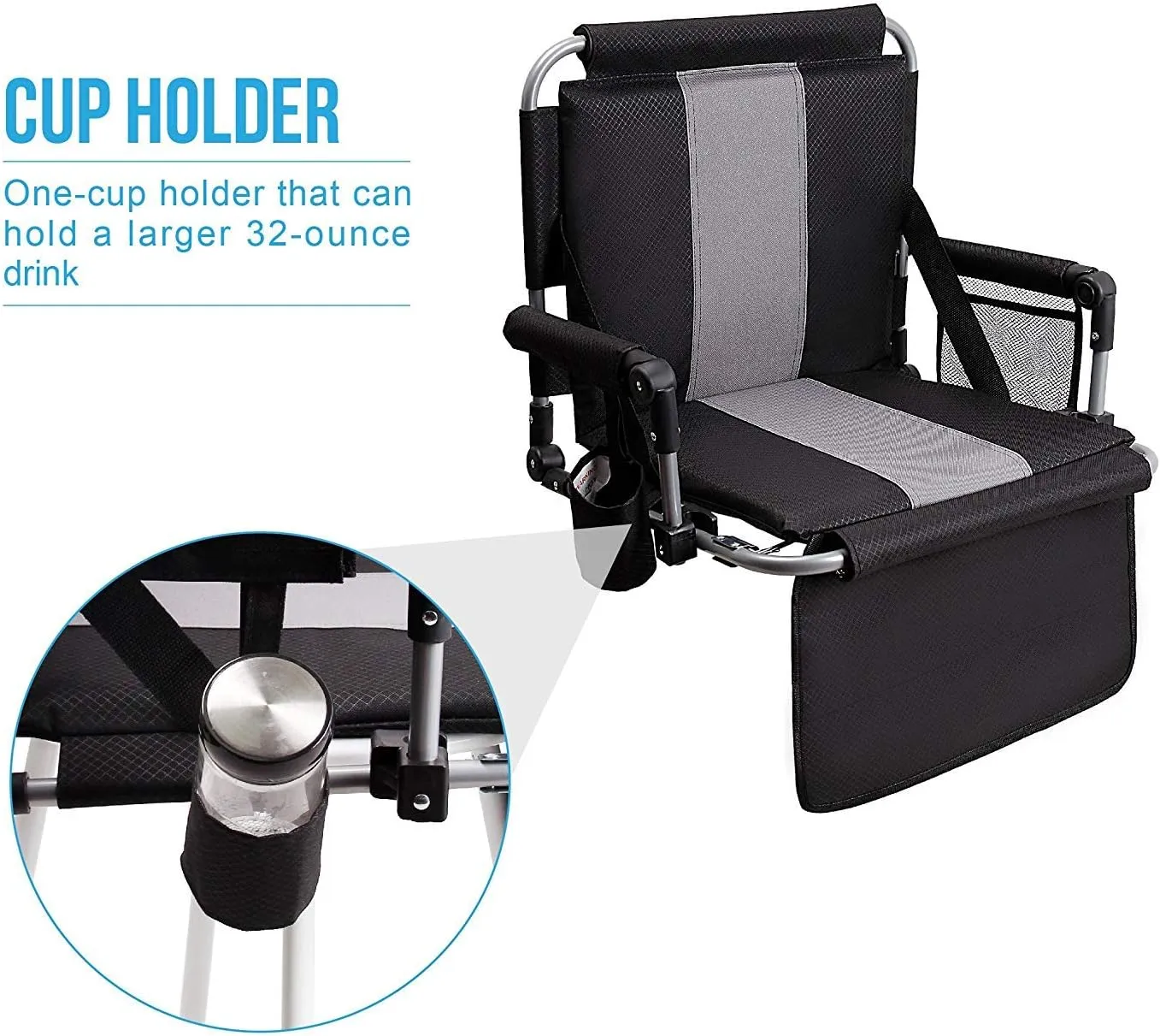 ALPHA CAMP Stadium Seat Chair for Bleachers with Back & Arm Rest