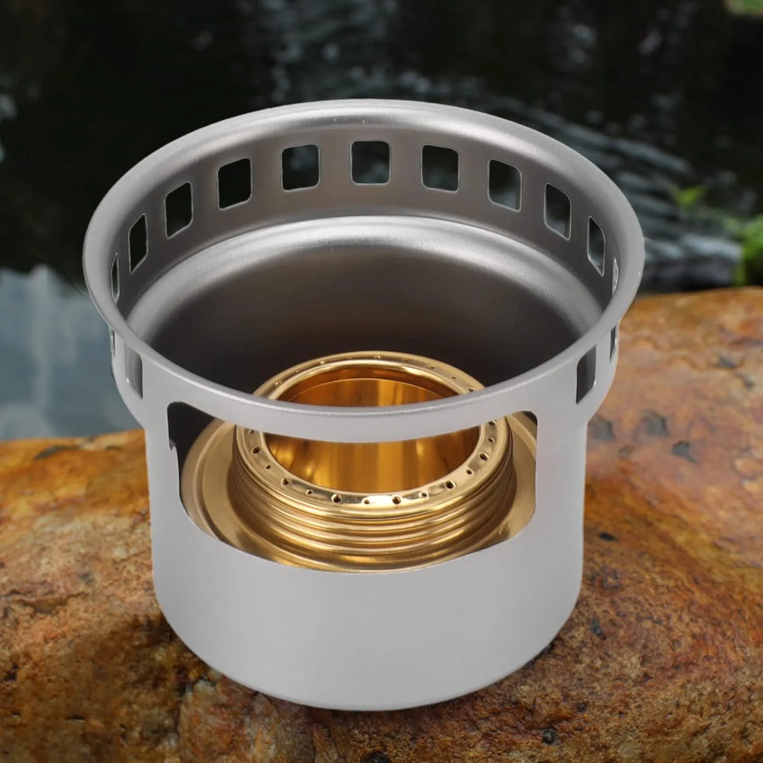 Aluminium Alloy Mini Alcohol Stove for Backpacking - Portable, Compact for Camping and Hiking (Grey)