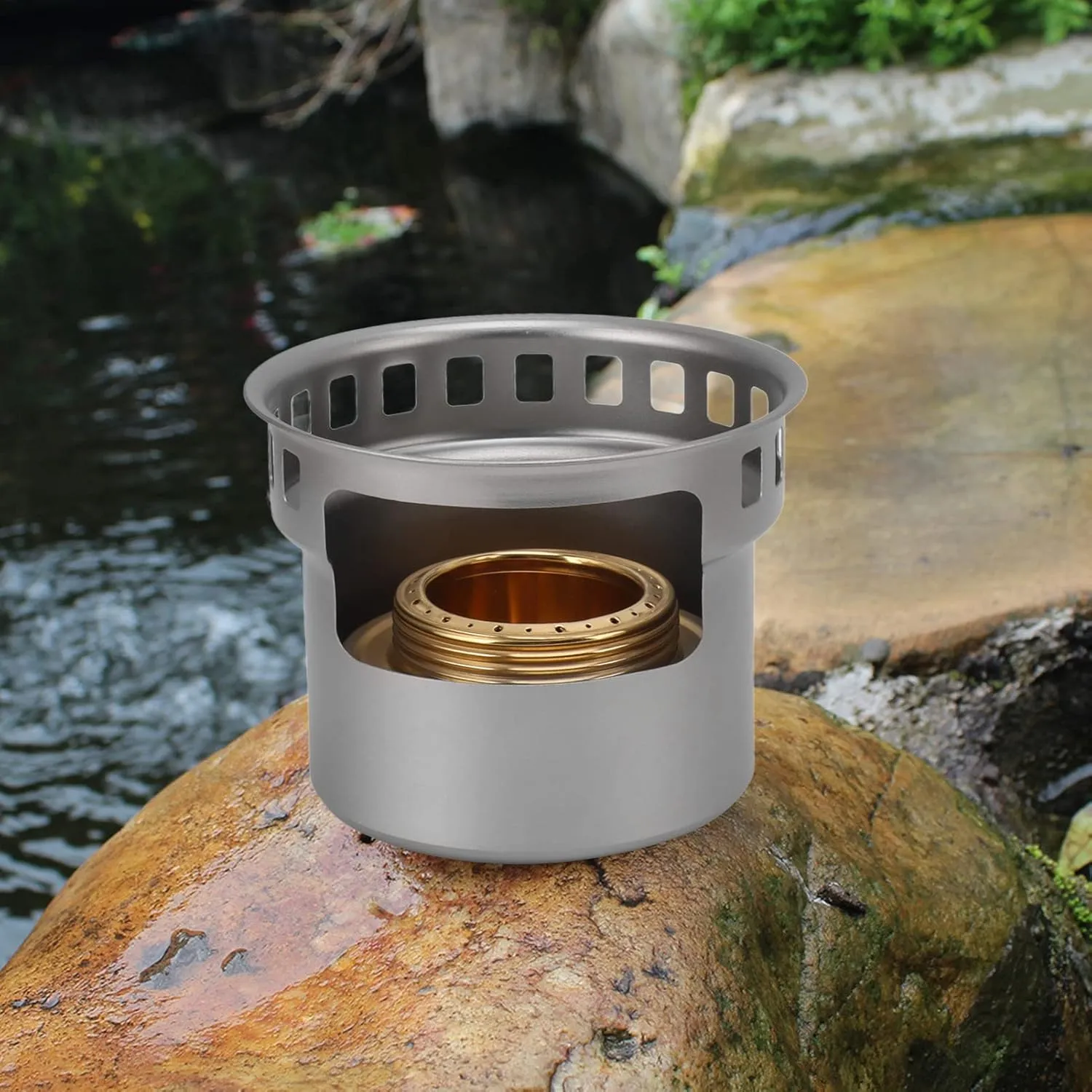 Aluminium Alloy Mini Alcohol Stove for Backpacking - Portable, Compact for Camping and Hiking (Grey)