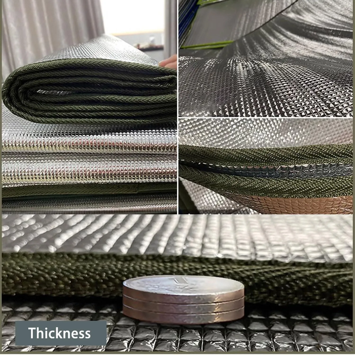 Aluminium Sleeping Mat Foam Mats, Sleeping Mat 9mm Thick Outdoor Double-Sided Moisture-Proof Foldable Tent for Camping Insulated Mat Foldable Tent Mat Floor Mat Thermal Mat
