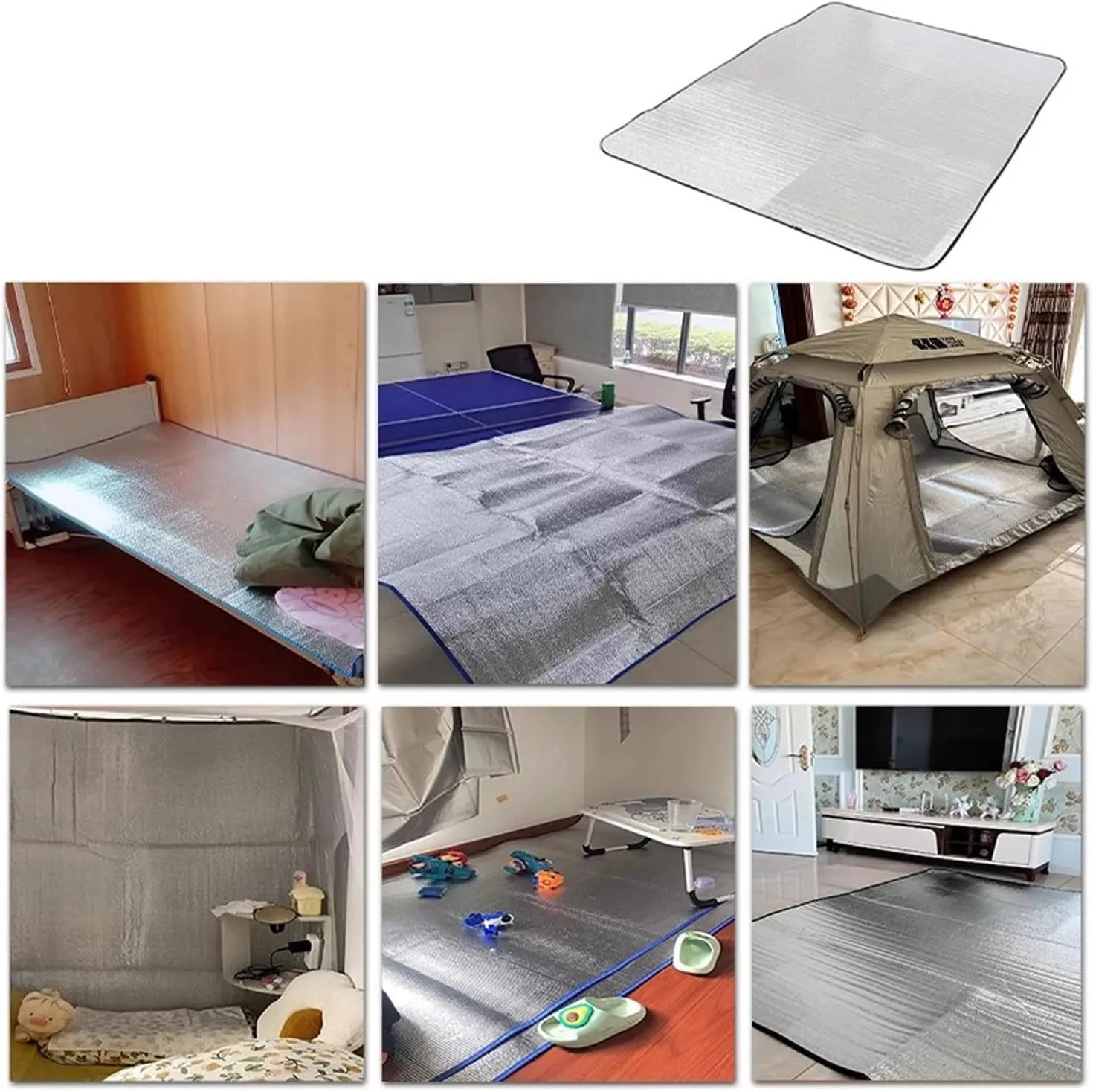 Aluminium Sleeping Mat Foam Mats, Sleeping Mat 9mm Thick Outdoor Double-Sided Moisture-Proof Foldable Tent for Camping Insulated Mat Foldable Tent Mat Floor Mat Thermal Mat