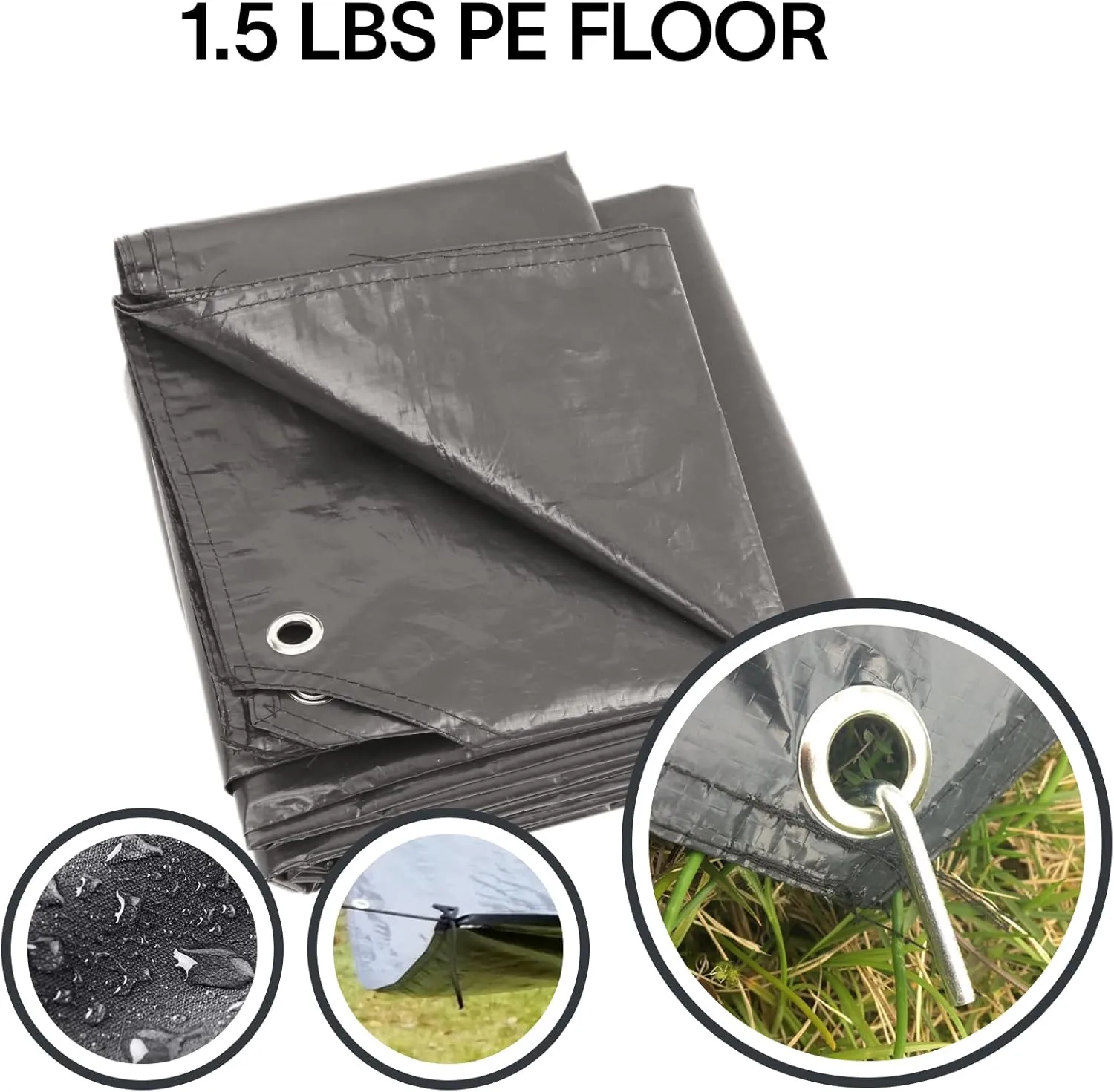 Alvantor Heavy Duty Tarp Waterproof 6'-10'-12'-15' Tarpaulin Ground Trailer with Rust Grommet Weather Resistant Cover Outdoor Camping 10 Mil Thick PE Floor Lightweight Mat