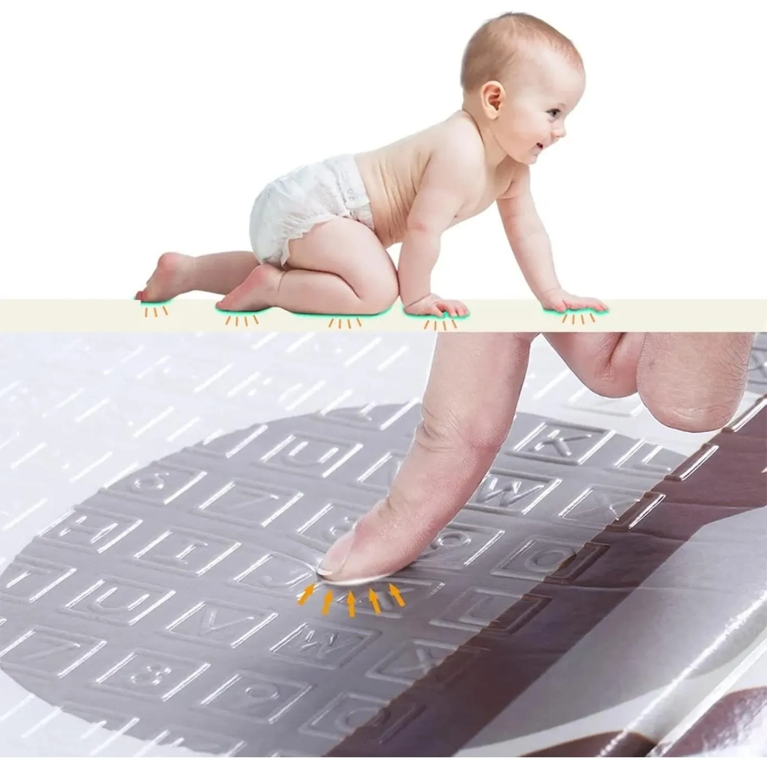 AM ANNA Foldable Baby Play Mat, 200 * 180 * 1.5 CM Extra Large Waterproof Activity Playmats for Babies,Toddlers, Infants, Play & Tummy Time, Foam Baby Mat for Floor,Indoor Outdoor Use (Please Smile)