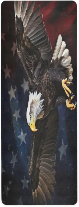 American Flag Falcon Yoga Mat Pilates Fitness Mats for Floor Exercises Workout Home Gym Travel Anti-Slip Folding Mat with Storage Bag