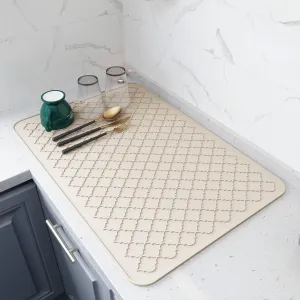 AMOAMI Silicone Dish Drying Mat - Heat Resistant Kitchen Counter Mat (16" x 24", BEIGE)