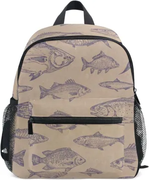 Anchovys Herrings Kids Backpack for Boys Girls Kindergarten Preschool Bookbag with Chest Strap, Toddler Backpack, Medium