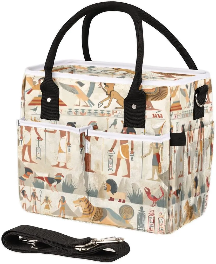 Ancient Egypt Civilization Theme Insulated Lunch Bag for Women Men Adults, Lunch Box with Adjustable Shoulder Strap Large Lunchs Tote Bag for Work Picnic Camping