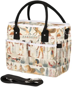 Ancient Egypt Civilization Theme Insulated Lunch Bag for Women Men Adults, Lunch Box with Adjustable Shoulder Strap Large Lunchs Tote Bag for Work Picnic Camping