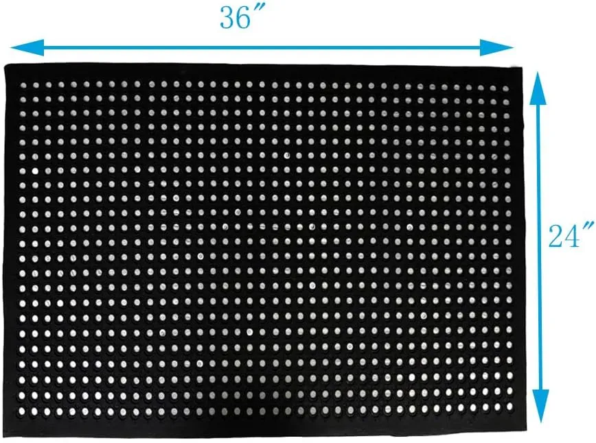 Anti-Fatigue Rubber Floor Mat - NANBOWANG Commercial Grade Grease Resistant Non-Slip Recycle Tyre Floor Mats for Restaurant Kitchen Bar Garden Outdoor Wet Area(24"X36")