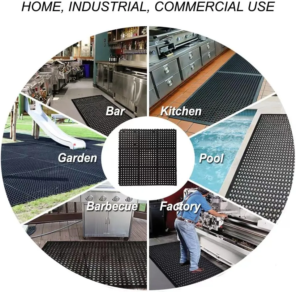 Anti-Fatigue Rubber Floor Mat - NANBOWANG Commercial Grade Grease Resistant Non-Slip Recycle Tyre Floor Mats for Restaurant Kitchen Bar Garden Outdoor Wet Area(24"X36")