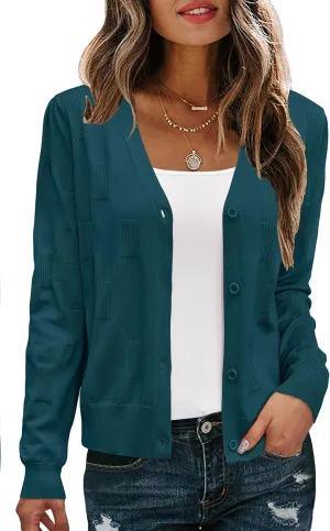 Arach&Cloz Women's Soft Cropped Cardigan Casual Lightweight Shrug Sweater Tops