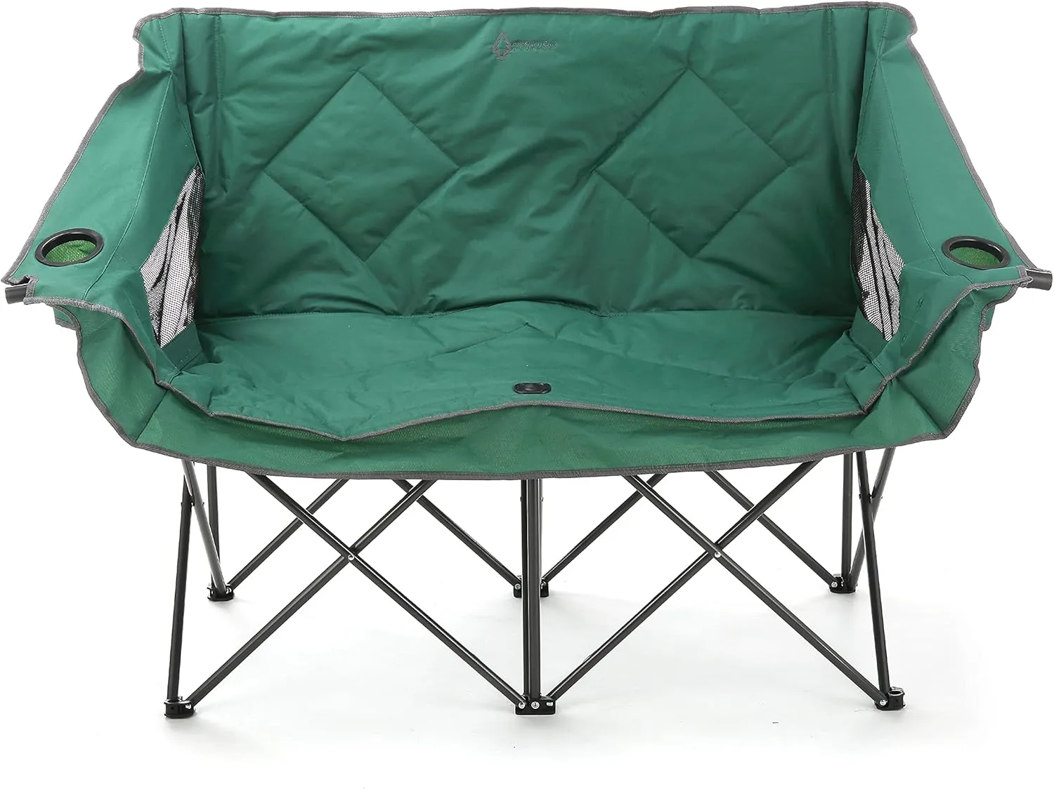 ARROWHEAD OUTDOOR Portable Folding Double Duo Camping Chair Loveseat w/ 2 Cup & Wine Glass Holder, Heavy-Duty Carrying Bag, Padded Seats & Armrests, Supports up to 500lbs, USA-Based Support