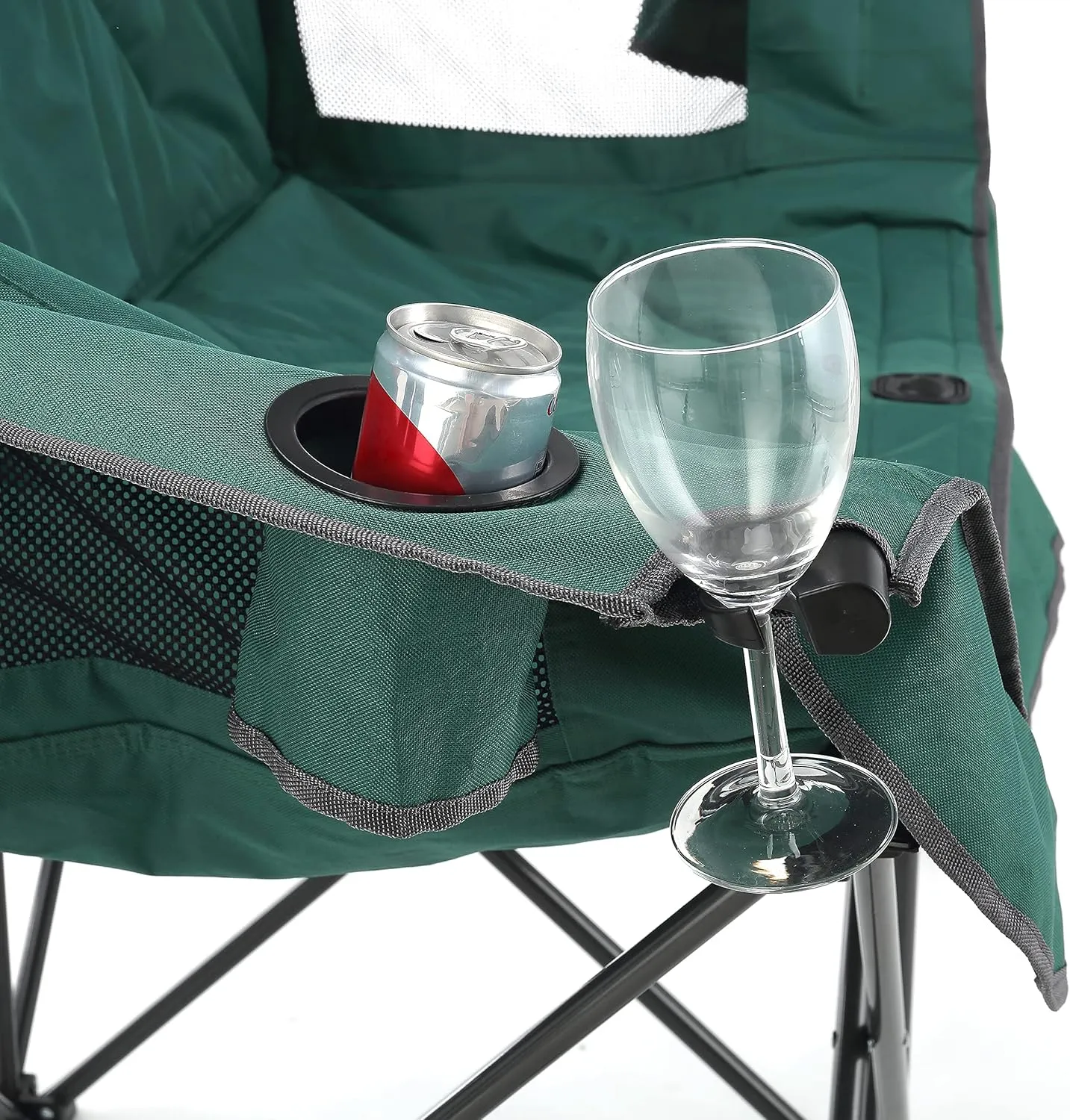 ARROWHEAD OUTDOOR Portable Folding Double Duo Camping Chair Loveseat w/ 2 Cup & Wine Glass Holder, Heavy-Duty Carrying Bag, Padded Seats & Armrests, Supports up to 500lbs, USA-Based Support
